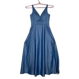 Morilee Madeline Gardner Formal Satin Floor Length Gown Dress Slate Size 16
